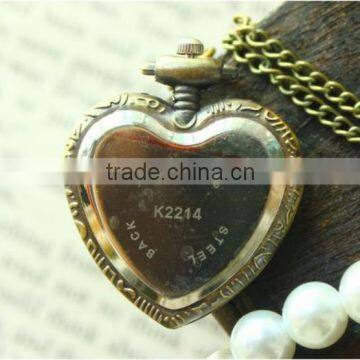 Cutting Transparent Glass Heart Shaped Old Pocket Watch photo-3