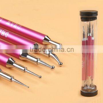 5pcs/set high quality stainless steel nail dotting pen &sketch flower pen fashion nail brushes tool kits