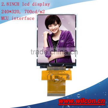 2.8inch 240*320 ILI9341 700cd/m2 sunlight readable lcd module screen