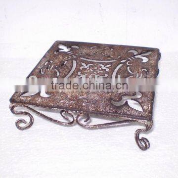 Square Metal Coaster w/Antique Rusty