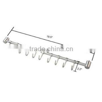 Dual function stainless Kitchen Rail with 10 Movable Hooks Hangers