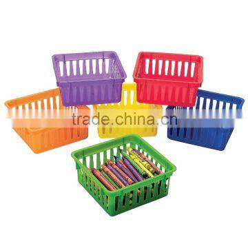 New Fashion Promotional Popular Plastic Classroom Small Square Storage Baskets School Supplies Handy Tidy Baskets Wholesale