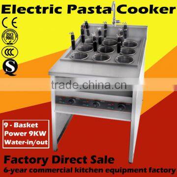 Commercial hotel kitchen equipment electric pasta cooker with cabinet 9-basket 3-tank