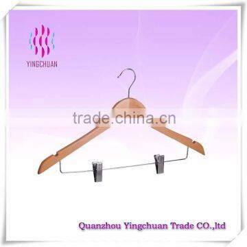 Cheap factory man suit wooden hanger with clips