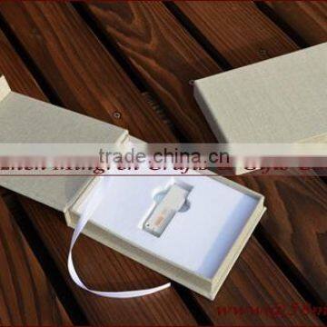 Magnet Linen USB Photo Stroage Gift Box With Elastic