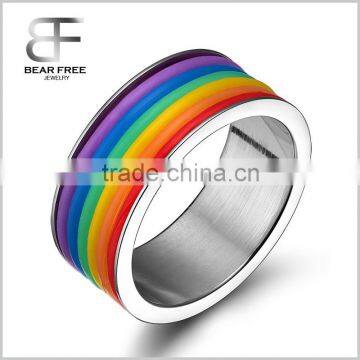 big ring for men and women rainbow silicone stainless steel Wedding ring fashion, men gay ring