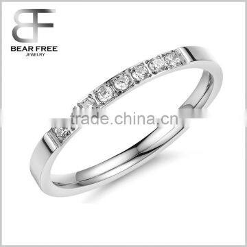 Stainless Steel Thin Prong Cubic Zirconia Wedding Ring Bands for Men and Women Silver Color