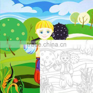 ROSA Talent Cotton Canvas Panel with Outline "Fairy-tale characters 4", 20x20cm