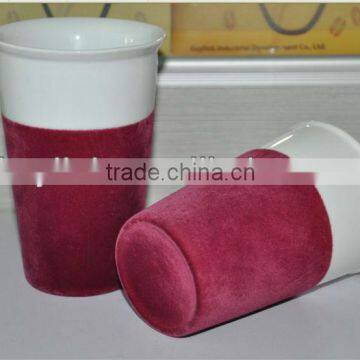 hot sale heat resistant porcelain flock cup