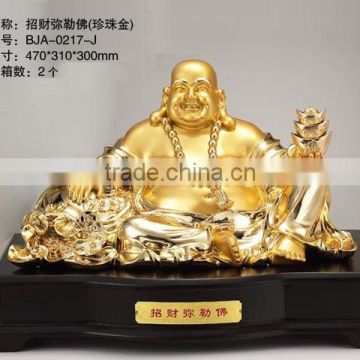 Wholesale Large Size Chinese Laughing Buddha/ resin Plated gold