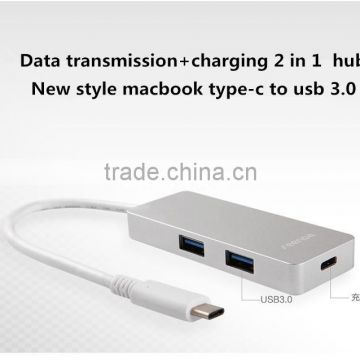 New Style Reverse Charging Type-C Hub to Usb 3.0 Hub for 12-inch Macbook