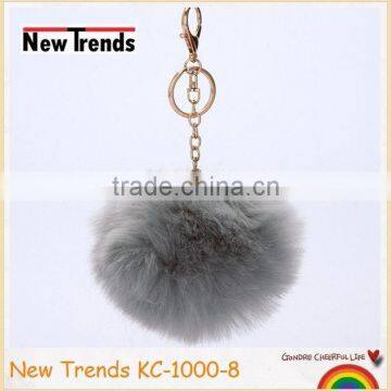 Solid Colors 12 cm Rabbit Fur Ball Key Chain photo-6