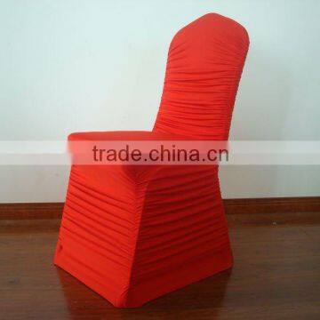 Red luxury shirred/pleated spandex chair cover for wedding