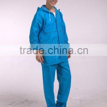 Hot selling waterproof 2 pcs PVC Rainsuit with Polyester Lining