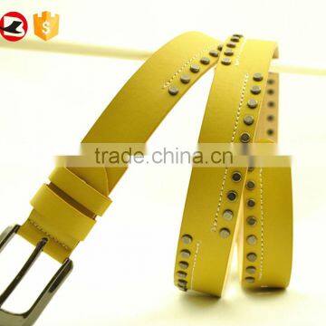 100% Genuine Cow Hide Studded Leather Belt For Women Hot Sale