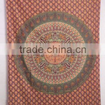 RT-617 Mandala Multi Color Tapestry Wall Hanging Sanganeri Screen Printed Bedspread, Bed Cover Jaipur Manufacturer