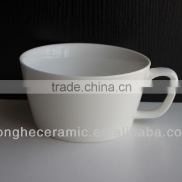 700ml new bone china white soup mug with handle