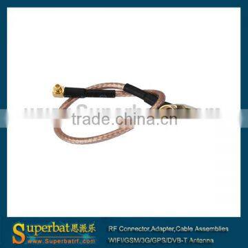 MMCX male RA to RP-SMA male Right Angle pigtail cable RG316 50CM New Listing