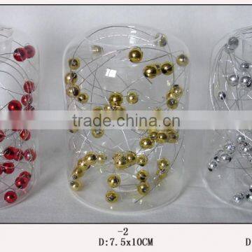 (02-9683)clear glass round tealight holders with colorful beads