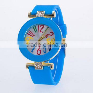 Big diamond color pattern sport silicone watch