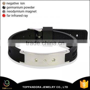 Fashion Power Jewelry 4 in 1 Bio Elements Energy Silicone Bracelet With Crystal Fitness Silicone Wrist Band photo-3