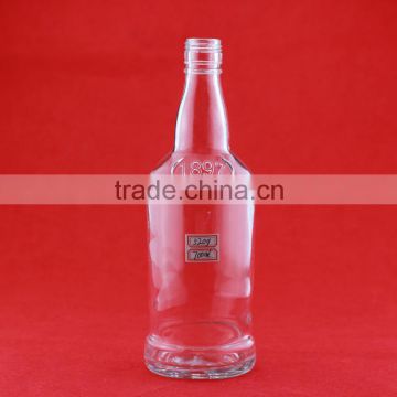 Wholesale claer glass bottles embossed crystal bottles screw cap transparent bottles