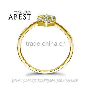 Cluster Solitaire Ring 10K Yellow Gold Micro Pave Engagement Wedding Ring Lady's Fashion Jewelry Ring photo-2