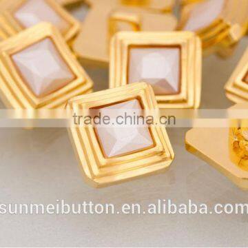 Elegant Fashion Square Shape Pearl Color Stone Shank Plastic Button photo-4