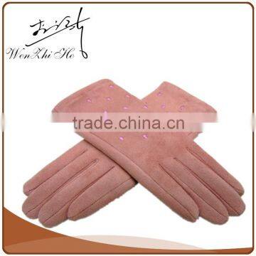 Hand Sewing Outdoor Usage Light Pink Leather Gloves