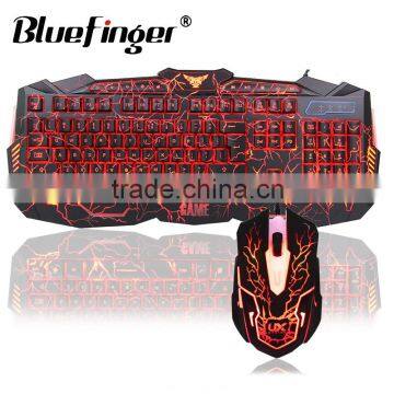 Cool Crack Colored Adjustable backlit Gaming Wired Keyboard and Mouse Combo for desktop