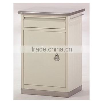 bedside cabinet with stainless steel top and base