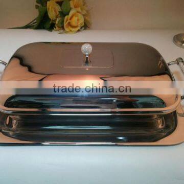 stainless steel square food dinner serving tray with lid