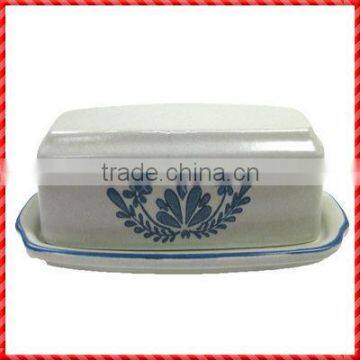 Blue Flower Pattern Ceramic Butter Container