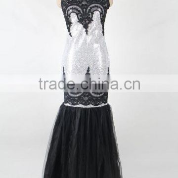 Latest fashion 5 colors ready stock low back sexy mermaid evening dress with sequin