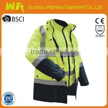 7 in 1 workwear safety reflective jacket,7 in 1 reflective polyester security workwear