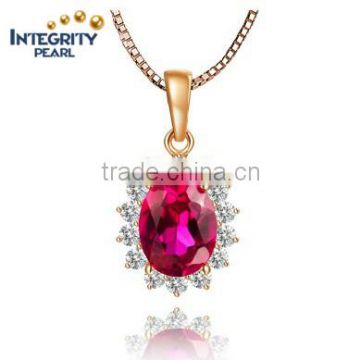 New Arrival red stone Luxury 925 Sterling Silver Love Heart Pendant Necklace for Women Wedding Fine Jewelry