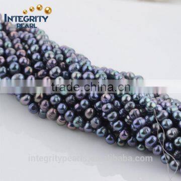 8mm A grade dyed black rings natural peacock color pearl strand