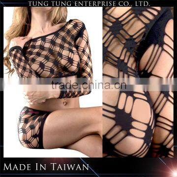 Ladies hardcore net long sleeve sexy black mini dress