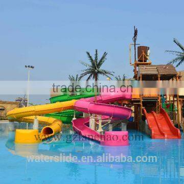 Fun Play Water Park Equipment Fiberglass for water Slides combination Project