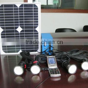 10W LED solar lighting system,for 4pcs bulb & with USB to charge mob