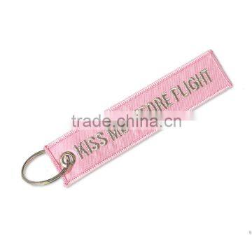 Hot selling Kiss me Before Flight embroidery keychain