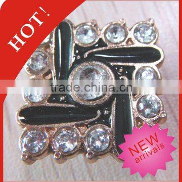 Black Resin/Gold Color/Crystal Jeans Button