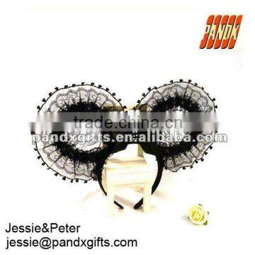 Lovely black Minnie Mouse Ears Headband with lace