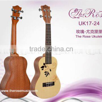 Manufacturing concert spruce&sapele plywood fingerboard rosewood mahogany neck ukulele