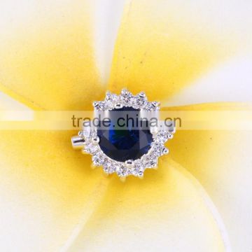 2016 Newest design rhinestone blue brooch,high quality round shape brooch