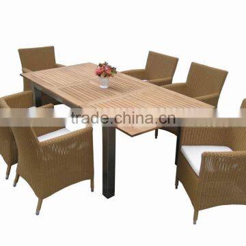 Garden furniture Stainless steel Extendable table with Teak wood top