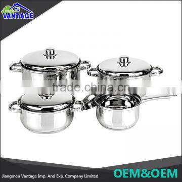 Hot sale 8pcs cookware sets mirror polishing stainless steel pot