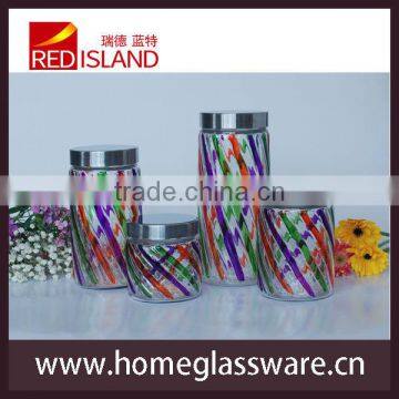 wholesale 4 pcs Glass candy bottle & storage jars with plastic gasket ring