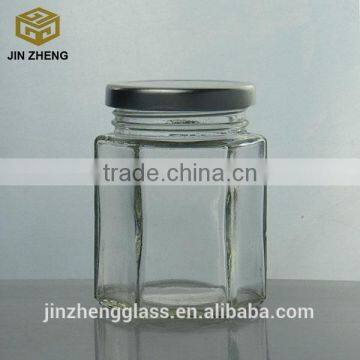 125ml Hexagonal Glass Jam Honey Preserve Chutney Candle Jar