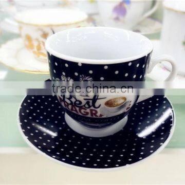 black porcelain ceramic coffee cup and saucer bulk